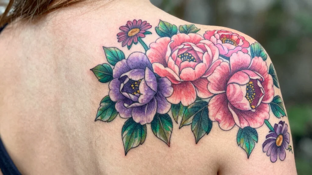 15 Back of Shoulder Tattoo Ideas for Women: Floral Inspirations