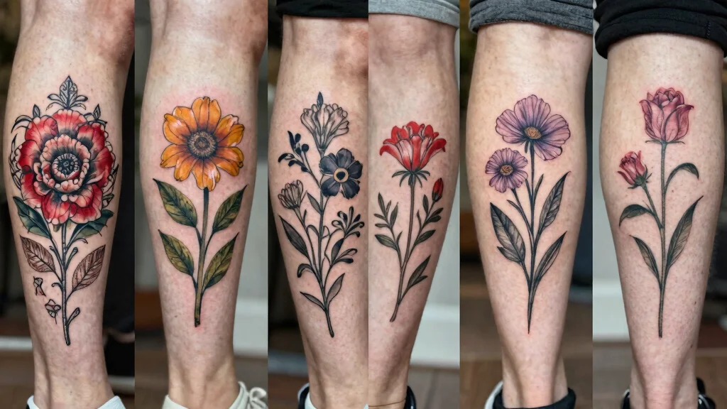 15 Birth Flower Leg Tattoo Ideas with Deep Meaning