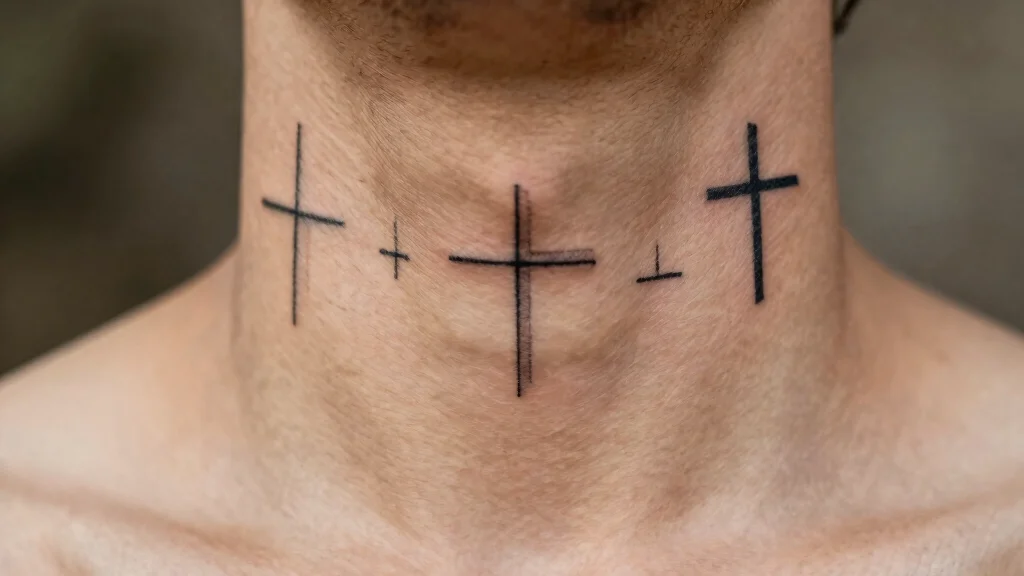 18 Minimalist Men's Neck Cross Tattoo Ideas