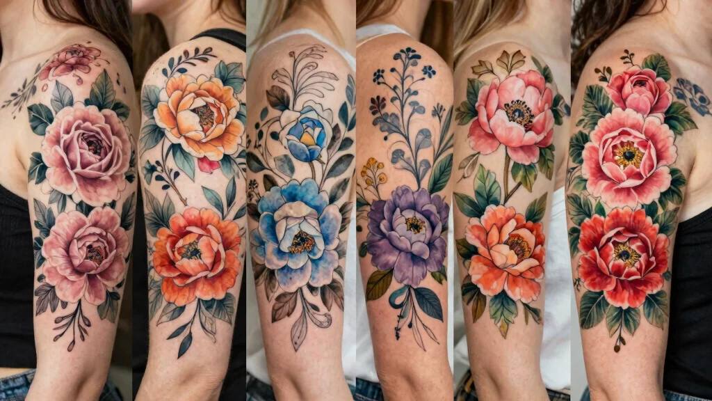 20 Shoulder and Arm Tattoo Ideas for Women - Elegant Floral Inspiration